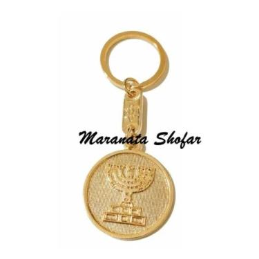 Imagem de Chaveiro De Israel Com Menora Dourado - MARANATA SHOFAR 