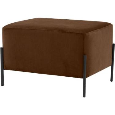 Imagem de Puff Decorativo Status Base Preto Fosco Veludo Marrom Acobreado - Next