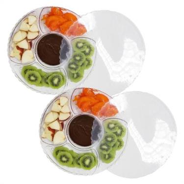 Imagem de Kit 2 Petisqueira Acrílico Tampa Acetato Petisco Doce Fondue - LSC Toy