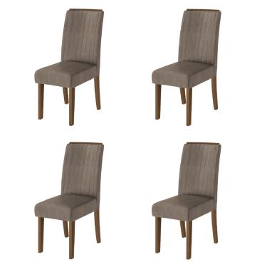 Imagem de Conjunto Com 4 Cadeiras Estofada Sala de Jantar Grécia Cedro / Mascavo Dobuê