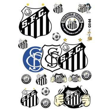 Imagem de 1 Cartela de Adesivos - Time de Futebol Santos - 16 Adesivos - G044 - 