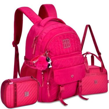 Imagem de Kit Mochila Rb + Lancheira Termica + Estojo Rebecca Bonbon, Rosa