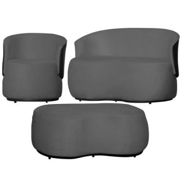 Imagem de Kit 1 Poltrona 1 Namoradeira e 1 Puff Grande Decorativo Estilo Orgânic