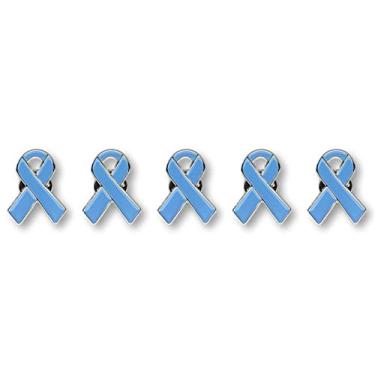 Imagem de 5 alfinetes de fita esmaltada de qualidade de joias de conscientização do câncer de próstata azul claro com fecho de embreagem - 5 pinos - mostre seu apoio à conscientização do câncer de próstata,