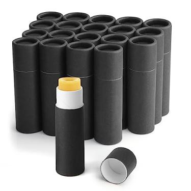 Imagem de BOSMIOW 20Pcs 7g Paperboard Lip Balm Tubes Lipstick Containers Round Refillable Kraft Containers for Solid Ointment Deodorant Sample Vial DIY Cosmetic Storage,Push-Up Style,Black Y