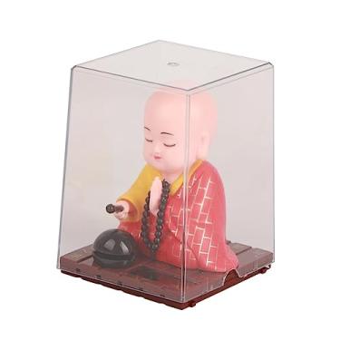 Imagem de Boneca de Monge Budista Movida a Energia Solar, Estatueta de Plástico Durável Com Batida Automática para Janela de Carro, Hotel e Casa