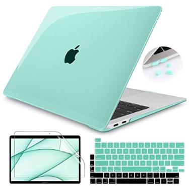Imagem de Teryeefi Compatível com MacBook Pro 13 polegadas versão 22016-2022 modelo A2338 M1 M2 A2251 A2289 A2159 A1989 A1706, capa dura de plástico com capa de teclado para MacBook Pro 13 Touch Bar, verde cristal