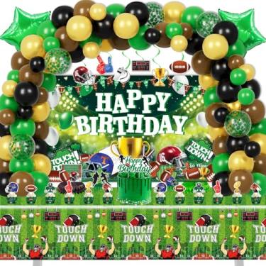 Imagem de LXlucktim Decorações De Festa De Aniversário De Futebol, 189 Peças De Materiais De Festa Temáticos De Futebol Para Meninos E Bebês - Pano De Fundo, Chapéus De Coco, Balões, Embalagens De Cupcakes, Red