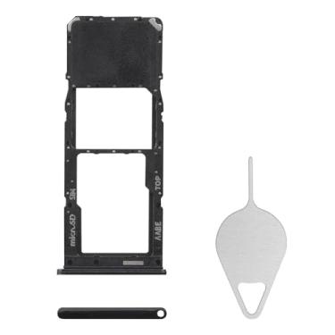 Imagem de BESJMYT Substituição da bandeja do cartão SIM para Samsung Galaxy A12 (versão SIM único) Adaptador de suporte de slot de bandeja de cartão preto com ejetor de agulha para A12 SM-A125U SM-A125U1