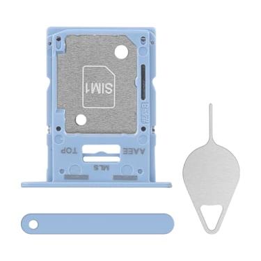 Imagem de BESJMYT Substituição da bandeja do cartão SIM para Samsung Galaxy A15 5G (versão SIM único) Adaptador de suporte de slot de bandeja de cartão azul otimista com ejetor de agulha para A15 5G SM-A156U