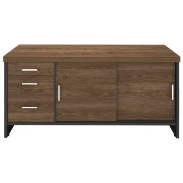 Imagem de Balcão Multiuso Escritório Com Gavetas E Portas Charuto preto