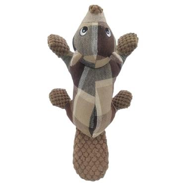 Imagem de Happy Tails Brinquedo castor de 33 cm para cães médio-grande - poliéster durável com costura reforçada - brinquedo interativo para mastigar e buscar