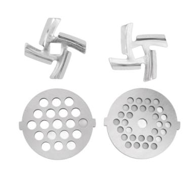 Imagem de Discos de Lâmina para Moedor de Carne de Aço Inoxidável, Moagem Eficiente, Placas de Substituição para Acessório de Moedor de Alimentos, 2 Lâminas, 2 Placas de Corte para Cozinha