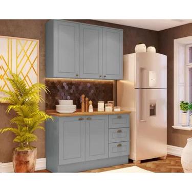 Imagem de Kit Cozinha Modulada 3 Peças Americana (1Aéreo+1Balcão+1Complemento) CZ121 Cinza - Henn