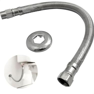 Imagem de Engate Flexível De Alta Vazão 40cm Aço Inox 304 Trançado Entrada Agua Quente Fria Mangueira Torneira Fria Rabicho 1/2 Macho Fêmea Lavadora
