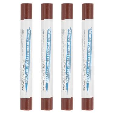 Imagem de PATIKIL Giz de cera para reparo de móveis, 4 peças de cera de madeira, gizes de cera de madeira para arranhões Mesas de furos de piso de madeira, marrom