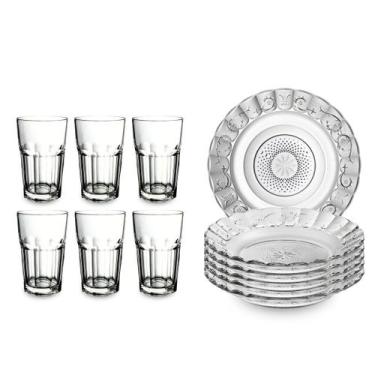 Imagem de Jogo De Pratos Fundos Aparelho De Jantar Em Vidro 12 Peças - Suas comp