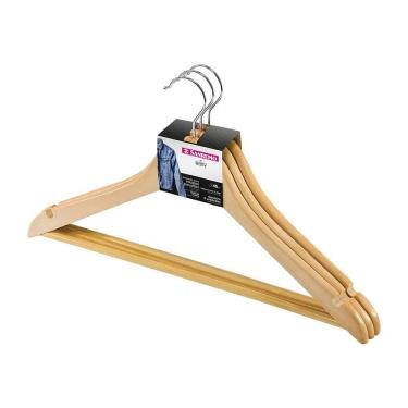 Imagem de Cabide De Madeira Adulto Natural 45cm Sanremo 3 Unidades