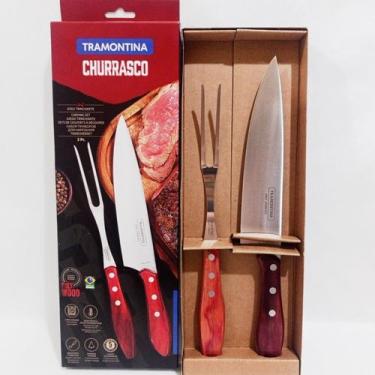 Imagem de Jogo Garfo e Faca Tramontina Churrasco Em Aço Inox Talheres