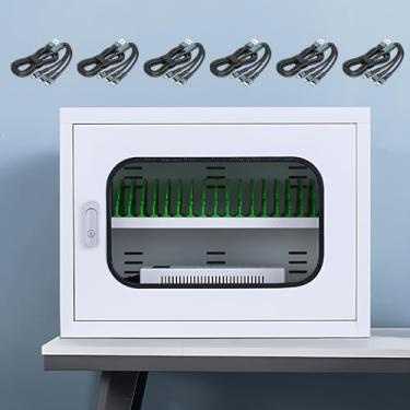 Imagem de Organizador de estação de carregamento de celular, armário de carregamento de celular/tablet com trava e rodas, estação de carregamento USB para celular, para salas de aula/clubes de ginástica/es