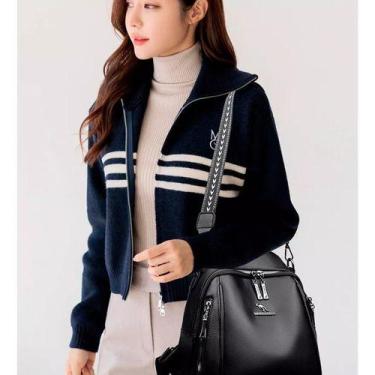 Imagem de Mochila Vintage Feminina De Couro Macio Antifurto De Ombro - SHOP  ALT