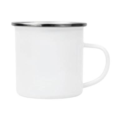 Imagem de QHJDZGSLZ 1 caneca de sublimação em branco esmaltada com borda prateada acampamento viagem café caneca de metal 340 g pode ser usada como um presente para o Natal, Ação de Graças, Dia das Mães, Dia