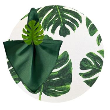 Imagem de Kit Sousplat Suplá Completo Mesa Posta com Guardanapos e Pg Decorativo 6 Lugares (COSTELA DE ADÃO 07 - GUARDANAPO VERDE MILITAR - PG COSTELA NOVO)