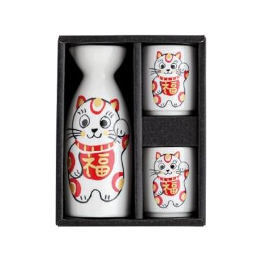 Imagem de Waraku Fuuka Saquê japonês (Maneki Neko Fuku, 1 garrafa Tokkuri e 2 copos Ochoko)