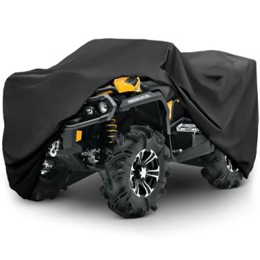 Imagem de XYZCTEM Capa premium para quadriciclos, tecido Oxford 210D proteção contra água, UV, vento. Quad capa para Can-am, Suzuki, Kawasaki, Honda, Yamaha, Polaris e mais. 4 acessórios para rodas (preto, 208 cm)