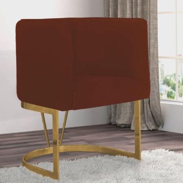 Imagem de Poltrona Cadeira Aurora Luxo Confort Industrial Ferro Dourado Suede Telha Terracota - Ahz Móveis