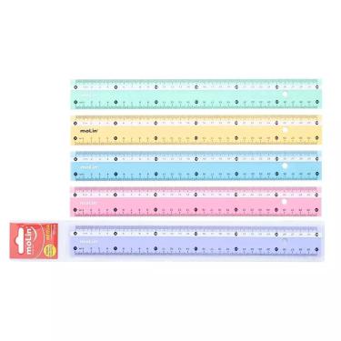 Imagem de Molin Régua 30 cm Pastel - Plástico Resistente, Marcações mm/cm, Certificada Inmetro