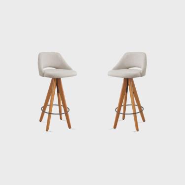 Imagem de Kit 2 Banquetas Giratórias Estofadas com Encosto Nicole Nude