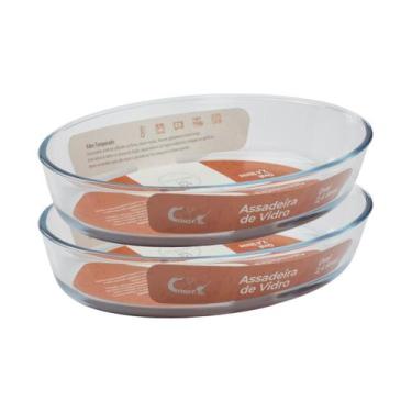 Imagem de Travessas 2,4L Vidro Medio Oval S/ Tampa AirFryer Lasanha 2UN - CasaVi
