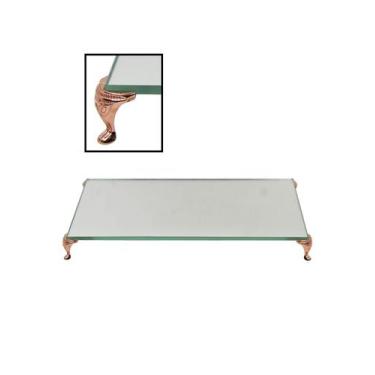 Imagem de Bandeja Espelhada Decorativa Lavabo Banheiro Pé Rose 14x24cm - Glass D