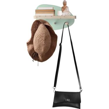 Imagem de Prateleira Cabideiro Para Hall de Entrada Orgânica Coleção Cottagecore - 20x30x11,5cm Cor:Verde Paraíso;Tamanho:20X30X11