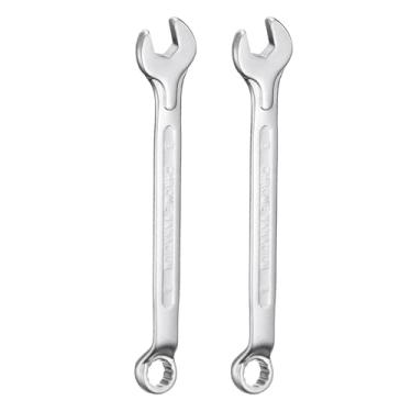 Imagem de HARFINGTON 2 peças de chave de combinação offset 8 mm 75 graus 12 pontos extremidade de caixa e extremidade aberta angular de 15° chave inglesa métrica CR-V aço niquelado multifunções para entusiastas