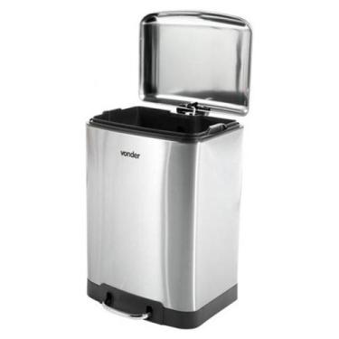 Imagem de Lixeira Retangular 12 Litros Inox Com Pedal Vonder Inox