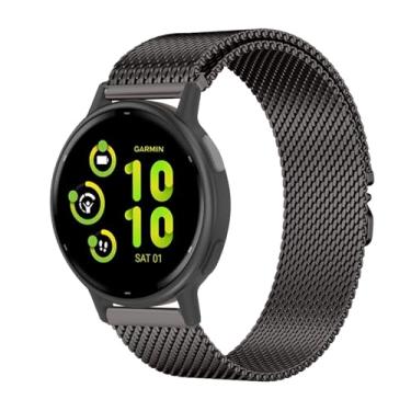 Imagem de Koazon Pulseiras de relógio de malha de metal de 22 mm compatíveis com Garmin Venu 3/2/Forerunner 265/255, pulseira de substituição de aço inoxidável ajustável de liberação rápida para Garmin