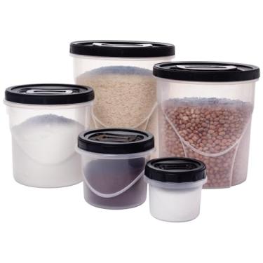 Imagem de Plasútil Kit 5 Potes Porta Mantimentos de Plástico Clic Tampa Rosca