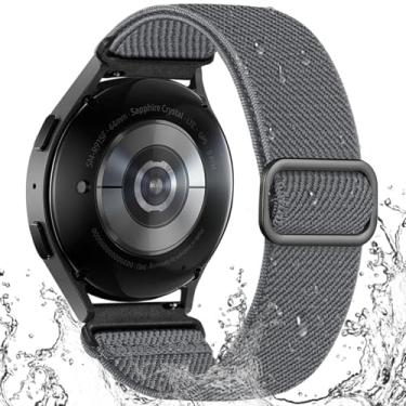 Imagem de Lenrao Compatível com Samsung Galaxy Watch 4 de 40 mm e 44 mm/para Galaxy Watch 7/para Galaxy Watch 6, pulseira de substituição elástica de nylon respirável para galaxy watch 5 pro de 45 mm masculina
