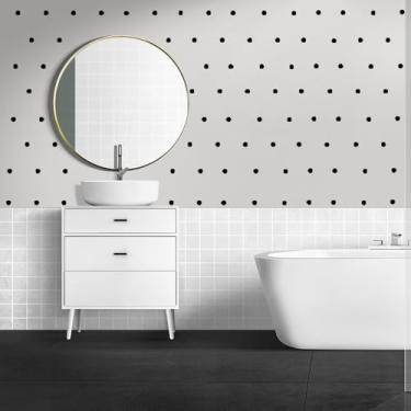 Imagem de Decalque de parede com círculos dourados + “1 polca 200 peças” + “fácil de descascar fácil de colar” + “segura em paredes e tinta” + decoração de bolinhas de vinil metálico da BUGYBAGY, Preto, 2 Inch 100pcs