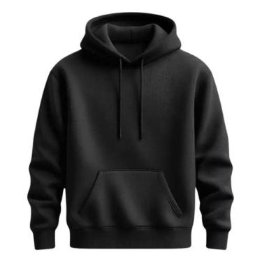 Imagem de Moletom Masculino Com Capuz Blusa De Frio Canguru Grosso - Hs, Preto, 