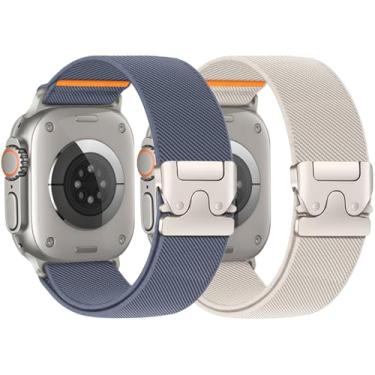 Imagem de Pulseira elástica para Apple Watch séries 10, 9, 8, 7, 6, 5, 4, 3 e SE, Ultra/2 de 49 mm e mulheres, 44 mm, 45 mm, 46 mm, 41 mm, 40 mm, 38 mm, 4 mm, 4 mm, SE, Ultra/2 de 49 mm