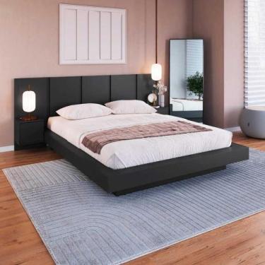 Imagem de Cama Queen e Cabeceira com 2 Mesas de Cabeceira Suspensas - Art In Q, 