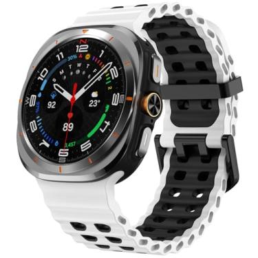 Imagem de SPINYE Pulseiras de relógio compatíveis com Samsung Galaxy Watch Ultra de 47 mm, pulseira esportiva de silicone oceânico macio sem lacunas para Galaxy Watch 7 Ultra de 47 mm (2024), feminino