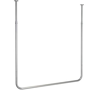 Imagem de CUTPOIY Rack de exibição de roupas pendurado, trilho de metal montado na parede, rack de secagem de tubo industrial resistente, suporte de teto ajustável em altura, suporte de ferro de alta