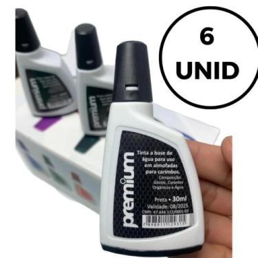 Imagem de Tinta Carimbo Premium 30ml A Base De Agua Seca Rapido 06 unidades