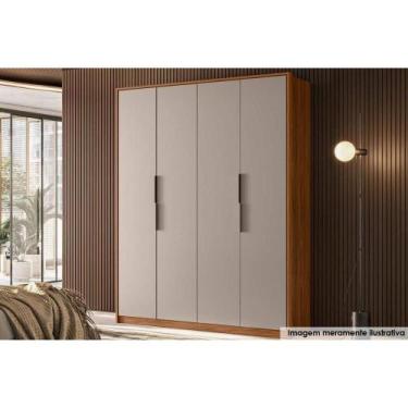 Imagem de Guarda Roupa Casal 4 Portas e 3 Gavetas Attore Nogueira/Nude - Demóbil