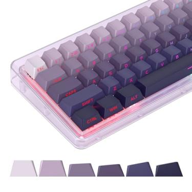 Imagem de 133 Teclas PBT Gradiente Cinza Laterais Impressas, Double Shot Shine Through Custom Cherry Profile Teclas para Cherry/Gateron MX Switches, 60% / 68/75% Teclado Mecânico para Jogos (Estrela Roxa)