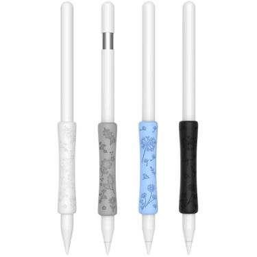 Imagem de Lindas alças iPencil para Apple Pencil Pro/2ª geração/carregamento magnético USB-C, pacote com 4 acessórios de capa compatíveis com iPad iPencil Stylus Pen (branco + cinza claro + preto + azul)